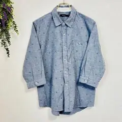 ✨良品✨Amorte 【L】星柄 七分袖シャツ L グレー