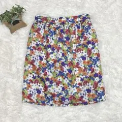 Riccimie【1】スカート 花柄 フレア ウエストゴム ひざ丈 春夏