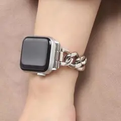 Apple watch チェーンベルト バンド シルバー 42~49mm