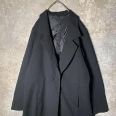 【ヴィンテージ】薄手ロングコート デザインコート 黒 古着 ZAS1