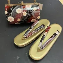 お振袖などに 草履バッグセット フリーサイズ