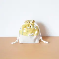 コップ袋 ＊ ふんわり 北欧のお花 ＊ マスタード