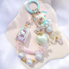 ハローキティ 白猫 キーホルダー ストラップ ブルー