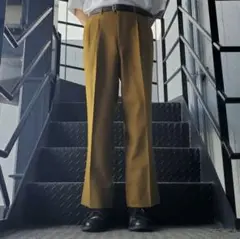 ヴィンテージ スラックス トラウザー ワイドパンツ マスタードイエロー ブラウン