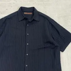 90s PERRY ELLIS ブラック リネン レーヨンシャツ 古着