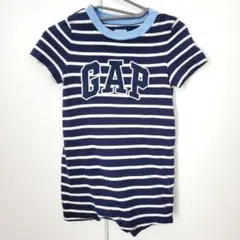 匿名配送：baby Gap ボーダー半袖カバーオール ベビーロンパース 80cm