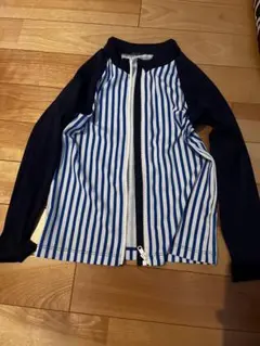 キッズ用 フルジップ ラッシュガード 青白ストライプ