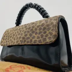 超希少 LOEWE ベラスケス ハンドバッグ ツイスト金具 レザー 黒 バニティ