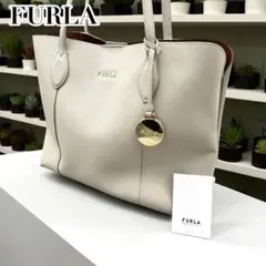 フルラ　サフィアーノレザー　グレージュ　トートバッグ　肩掛け可