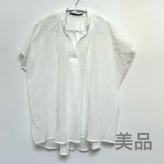 美品★ホワイトシワ加工ノースリーブブラウス Mサイズ