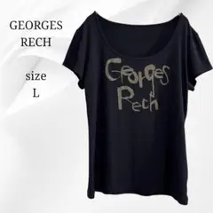 ジョルジュレッシュ Tシャツ 英語ロゴ ブラック　L タイト スタイルアップ