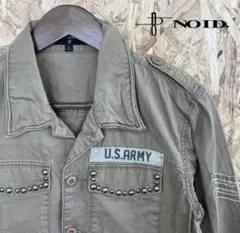 NO ID. 七分袖 ミリタリーシャツ スタッズ エポレット U.S.ARMY