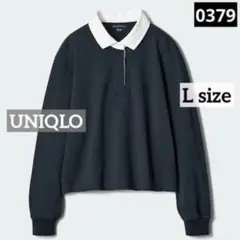 0379 UNIQLO ボクシーラガーポロシャツ ネイビー