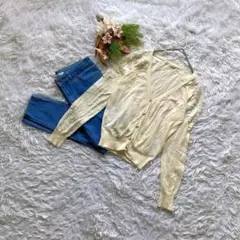 【マジェスティック】 (F) カーディガン 長袖 薄手 パールボタン 冷房対策
