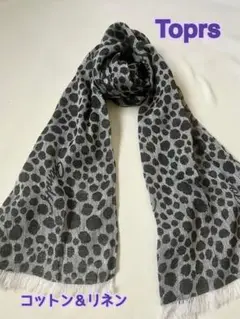 Toprs トピーズ　コットン＆リネン　ストール　グレー系豹柄　美品
