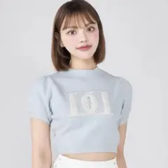 ダーリッチ バックオープンアップリケニットトップス