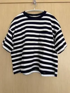 GUストライプ 半袖Tシャツ ネイビー・ホワイト