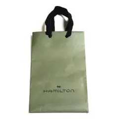 Hamilton〈ショッパー ショップ袋〉ギフト用/中古【グリーン】マチ正方形