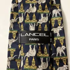 LANCEL ネクタイ ネイビー 象と塔