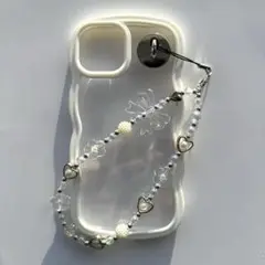 Silver×Clearビーズストラップ♡スマホストラップ♡