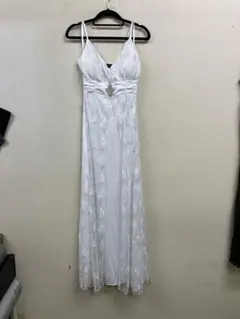 【未使用】ホワイトレースストレッチロングドレス