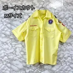 【A76】ボーイスカウト 半袖シャツ Mサイズ イエロー ワッペン 古着