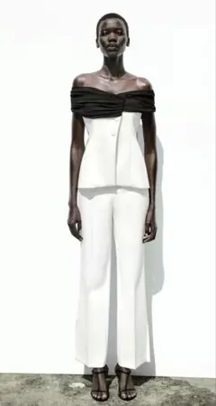 【新品】ZARA☆コントラストウエストパンツ