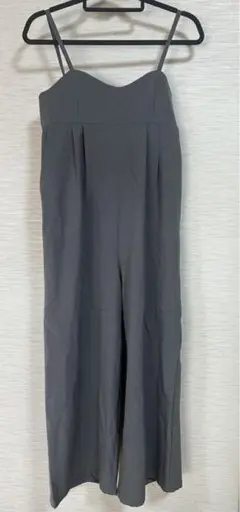 レディース　グレー　ロングサロペット