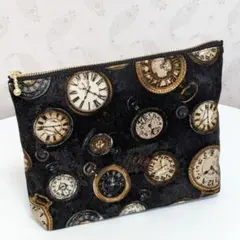 黒と黒懐中時計　ポーチ　ハンドメイド