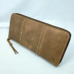 アインソフ　AinSoph　クロスハンドステッチラウンドファスナー長財布