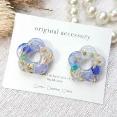 #3838/ハンドメイド♡押し花ドライフラワーレジンピアス