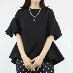 フレアスリーブブラウス　ブラック
