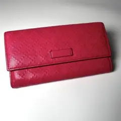 美品 グッチ GUCCI ブライト ディアマンテ 長財布 ピンク レザー