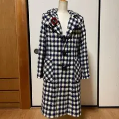 CHANEL ダッフルコート青白チェック