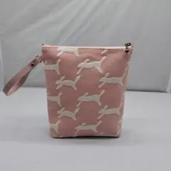 保冷ミニポーチ✩ハンドメイド✩ピンクうさぎ刺繍生地