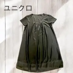 美品UNIQLO ユニクロ 半袖 ワンピース 黒 チュニックL