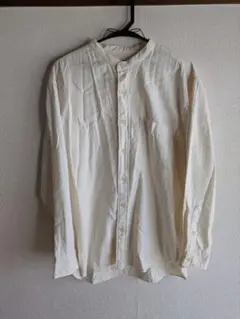 ユニクロ　UNIQLO バンドカラーシャツ ノーカラーシャツ　L　アイボリー