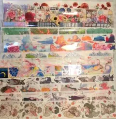 949花柄/風景/人物のマスキングテープセット 15種 35cmつず 海外テープ