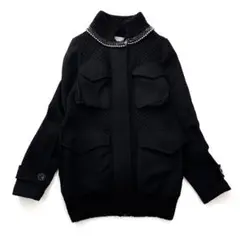 【希少】SACAI サカイ ドッキング 異素材 ブルゾン ビジュー ニット 黒