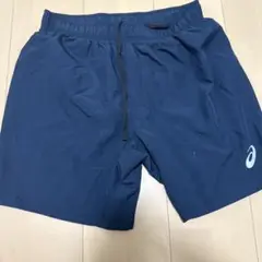 asics ネイビー ハーフパンツ　ランニングウェア