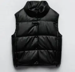 ZARA フェイクレザーパフベスト