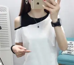 【セール】レディース　半袖　ＸＬ　肩だし　ホワイト