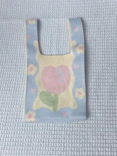 花柄ニットハンドバッグ