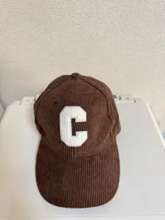 ブラウン コーデュロイ ベースボールキャップ C刺繍