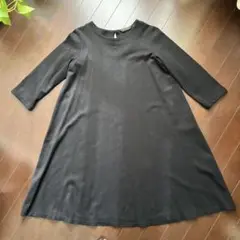 monable 黒 長袖ワンピース 日本製