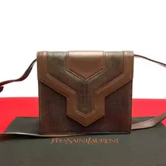 ほぼ未使用 イヴサンローラン リザード レザー ミニ ショルダーバッグ 茶