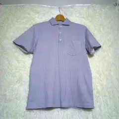 UNIQLO ユニクロ【M】メンズ ストライプ ポロシャツ ポケット付き グレー