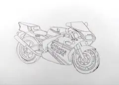 イラスト　ホンダ　NSR　ロスマンズカラー　ドローイング　ボールペン画