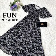 【美品】FUN 花柄ワンピース　カシュクール フリーサイズ