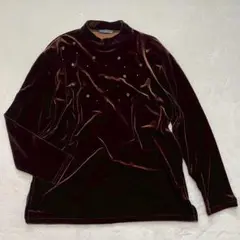casting◇ラインストーン装飾トップス ベルベット ベロアカットソー F